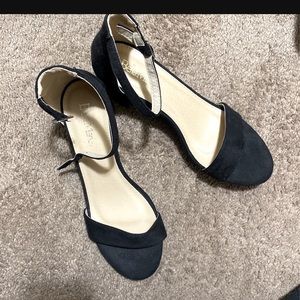 Black open toe heels